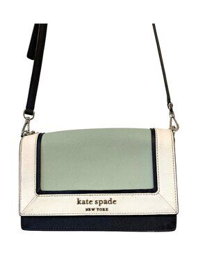 Kate Spade New York Crossbody Bag With Chain Strap Green Colorblock Design READ